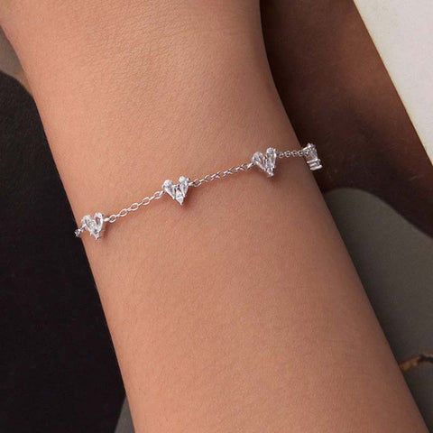 Fashion Heart Zirconia Chain Bracelets