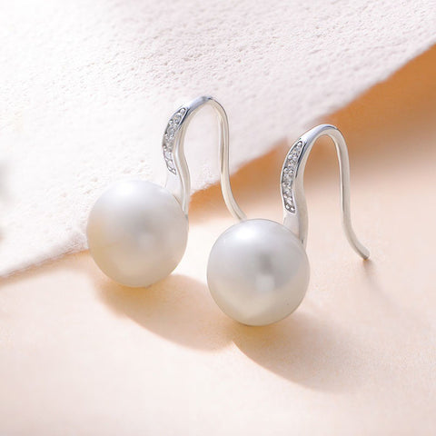 Simple Gold Hook Pearl Earrings