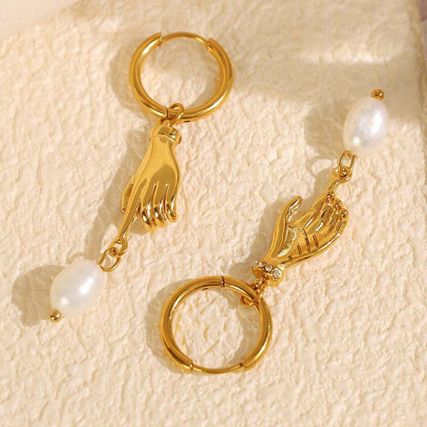 Yellow Palm Pearl Earrings