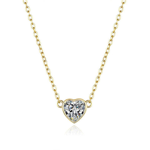 Heart Shaped Moissanite Gold Necklaces
