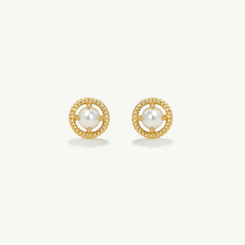 Openwork Inlay Sterling Silver Pearl Stud Earrings
