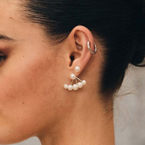 Unique Personality Sterling Silver Pearl Earrings