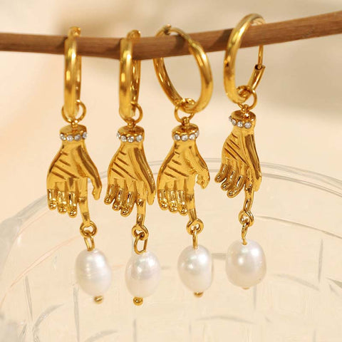 Yellow Palm Pearl Earrings