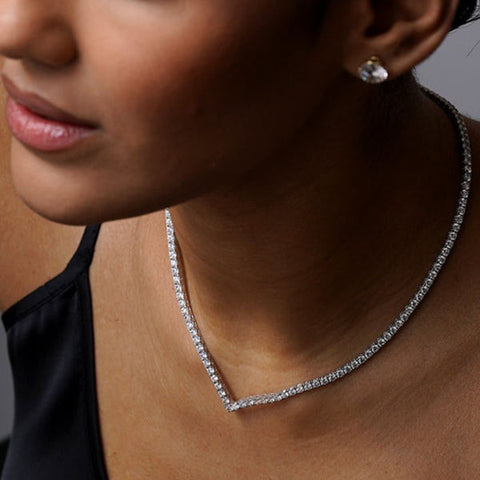 V-Shaped Zirconia Tennis Necklaces