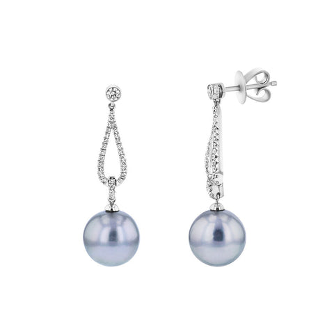 Diamond Pearl Sterling Silver Fashion Earrings
