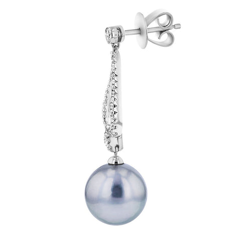 Diamond Pearl Sterling Silver Fashion Earrings