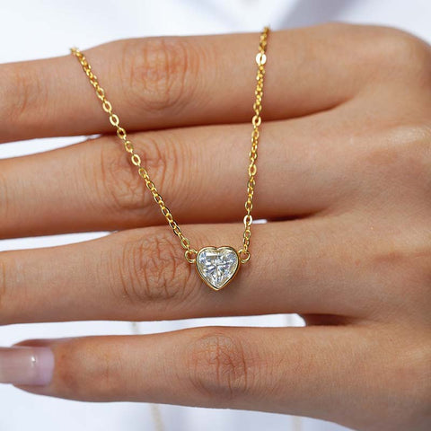 Heart Shaped Moissanite Gold Necklaces